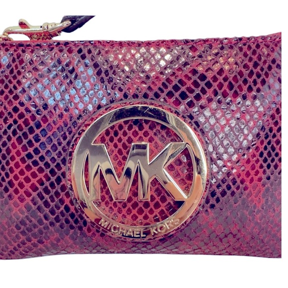 MICHAEL KORS FULTON RED PYTHON WRISTLET EUC - Picture 5 of 10